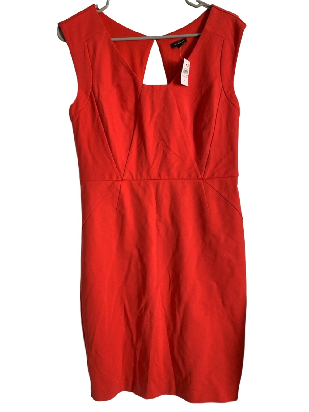 ANN TAYLOR Women’s Red Rayon Nylon Spandex Sleeveless Zipper Back Sheath Dress
